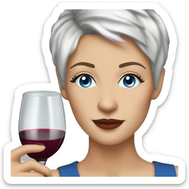 White woman blue eyes short pixie hair Drinking wine sticker