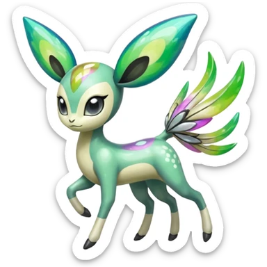 Colorful Shiny Edgy Cool Badass Painted Splashed Exotic Meloetta-Palkia-Virizion-Fakémon-creature-hybrid sticker