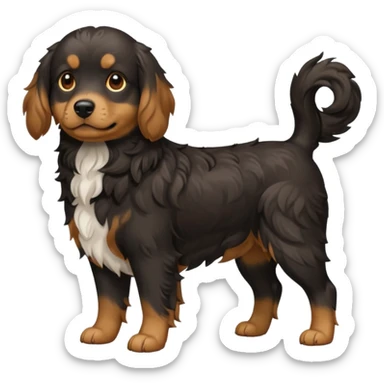 Black medium size mixed cocker shitsu dog, stand like full body dog emoji sticker