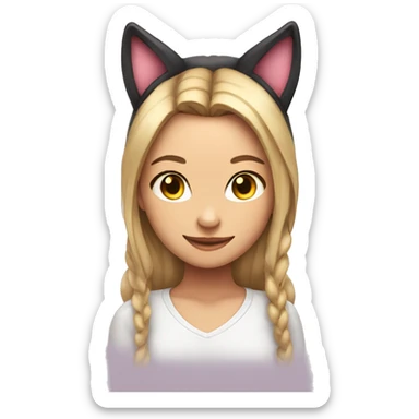 girl with cat ears and cat tail looking down smirking sticker