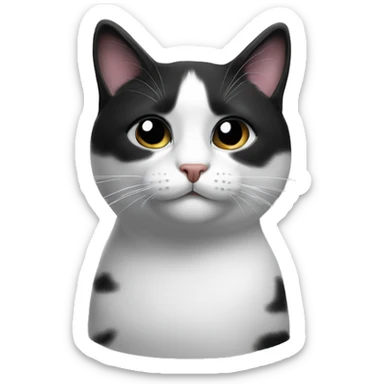 black and white cat with black chin add spot under bottom lip sticker