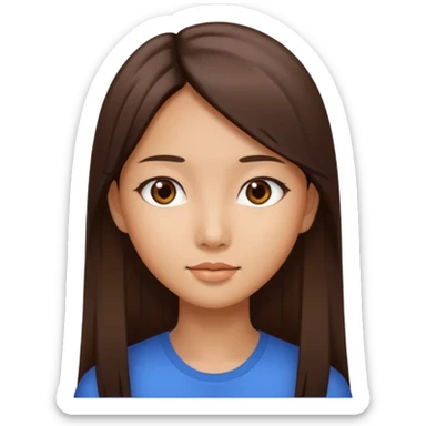 Fille asiatique cheveux brun lisse long sticker