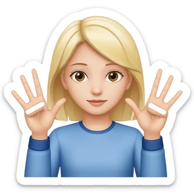 Girl holding up 6 in left hand and 7 in right hand  sticker