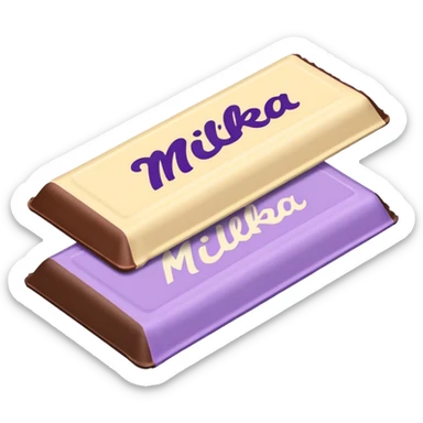 emoji style flat illustration, pastel lilac Milka chocolate bar, beige pink yellow accent tones, light grain, no background, pinterest sticker aesthetic sticker