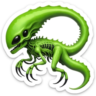 Toxic Chartreuse-Green Slime-Glossed Acid-Patterned Venom-Duskull-Xenomorph-hybrid-creature (full body) sticker