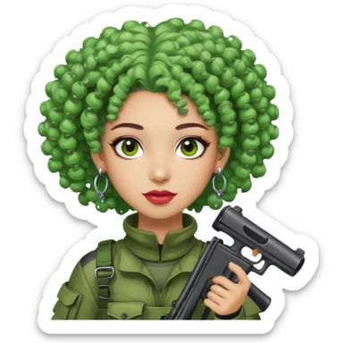 green curly haired painitball player with big earrings guy shot with colors sticker