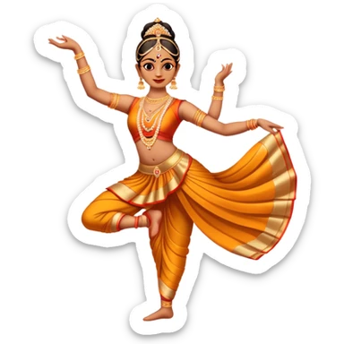 cinematic-realistic-bharatanatyam-dance-emoji,-depicted-as-an-elegant-classical-indian-dance-performance-with-graceful-poses,-intricate-costumes,-and-expressive-hand-gestures,-rendered-with-rich-textures-and-warm-dramatic-lighting, single dancer full body  sticker