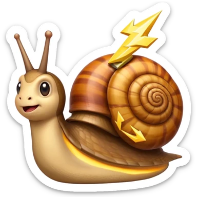 cute snail with a lightning bolt shell glancing sideways emoji style sticker