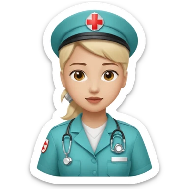 A young medic (woman) contributing to the local hospital sticker