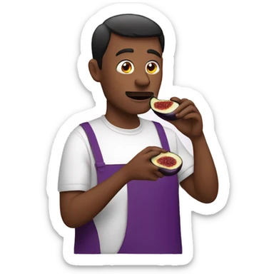 A man eating an aubergine sticker