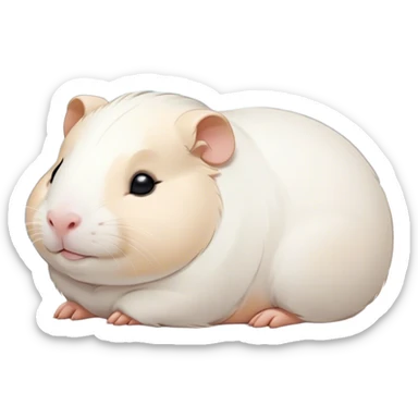 Meme-Worthy Cute Sleeping White Guinea Pig Portrait Emoji, Head resting peacefully with a contented smile, showcasing a delightfully chubby build and a luxuriously soft pure white coat, eyes shut in a serene, cozy nap, Simplified yet hilariously adorable features, highly detailed, glowing with a soft, drowsy light, high shine, relaxed and utterly lovable, stylized with an air of playful laziness, bright and heartwarming, soft glowing outline, capturing the essence of a comically sleepy guinea pig, so meme-worthy it feels like it could instantly become the next viral sensation of adorable slumber! sticker