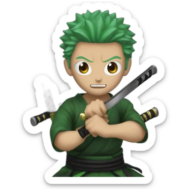 Realistique Rononoa zoro with his 3 katanas sticker