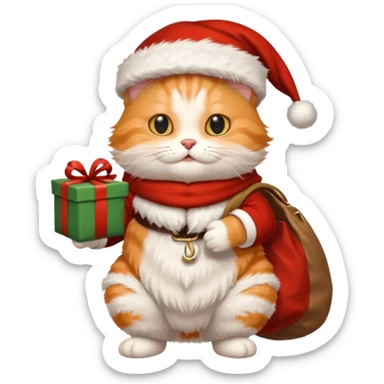 A cat dressed as Santa Claus and New Year 2026 sticker
