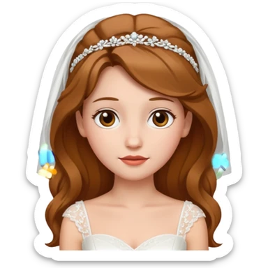White tanned skin bride with hazel hair with a chin on her face sticker