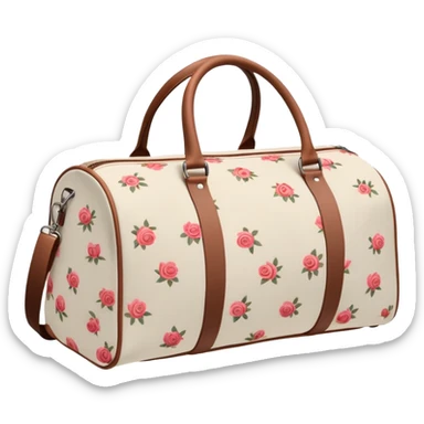 A sports bag with a pale beige print in a small roses sticker