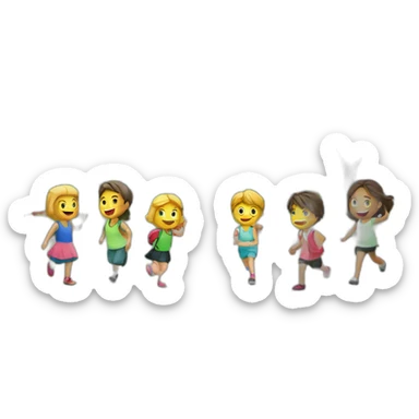 children play at a shcool with beautiful green mountain in the background sticker