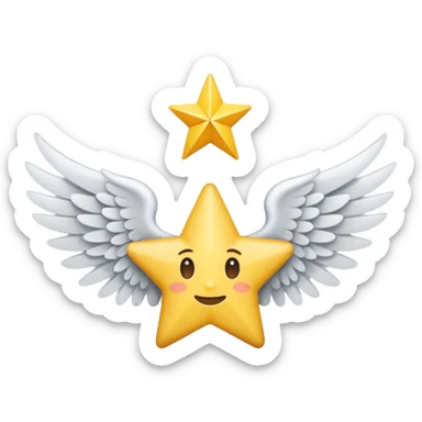 An image with wings on a star based on the star and wings of the basic emoji of the iPhone. not 3d just plat sticker