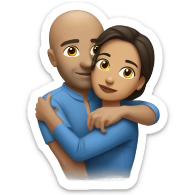 Comforting hug from brunette Puerto Rican to shorter bald male sticker