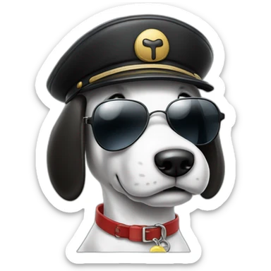 snoopy blanco totalmente con lentes negros y gorra de piloto aviador sticker