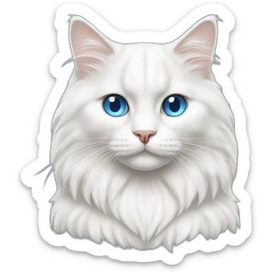 White siberian cat with crey ears and blue eyes sticker