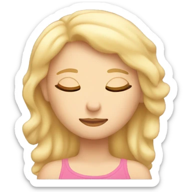 Blond girl sleeping comfortably in a comfy bed sticker