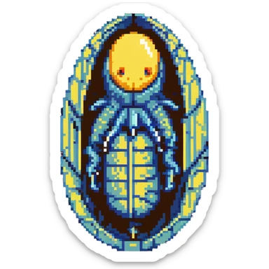 MRI parasitic embryo, digital, fetal small shape, eerie, horror, pupa, crystalis, in-utero, sea-life, siphonophore, polyp, Cnidaria, within egg, metamorphosis sticker