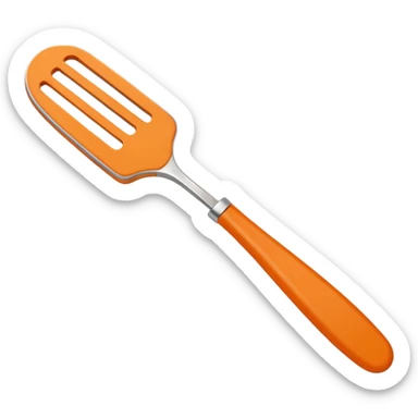 Hermès-style butter knife, modern design, silver and orange, minimal, cute emoji style sticker