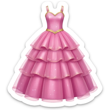 A pink glittering princess gown with layered tulle skirt.



























 sticker