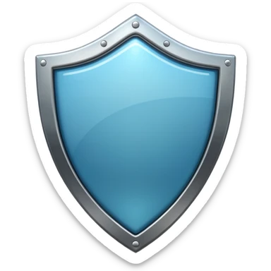 metal shield with glossy reflective surface, sticker