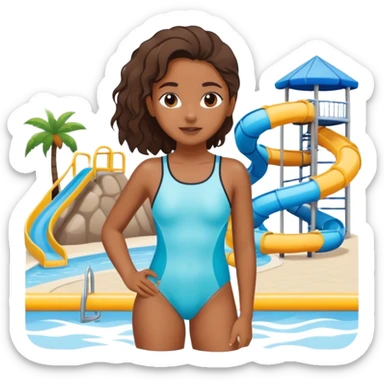 a african american girl at a waterpark sticker