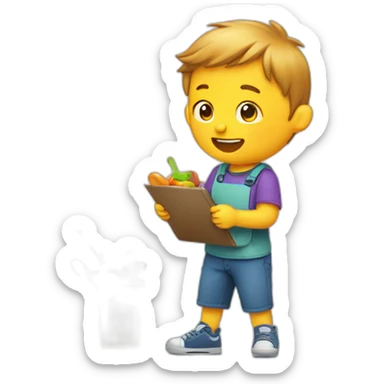 kid multitasking with 2 things at once sticker