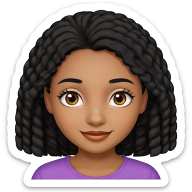 a girl that has black 4c hair textures and brownskin, It has brown eyes, a nose, lips, and it’s smiling. sticker