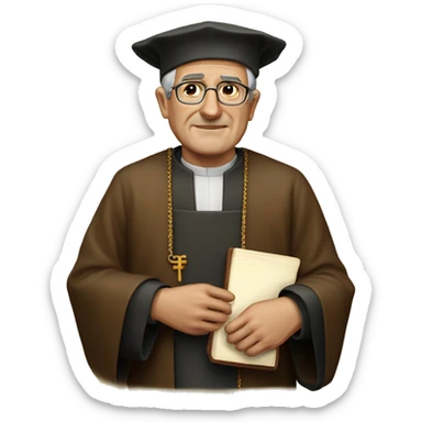 Un sacerdote de 50 años con espejuelos y de pile marrón  sticker