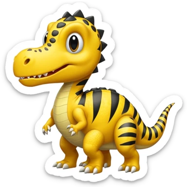 Dinosaurio amarillo con rayas negras sticker