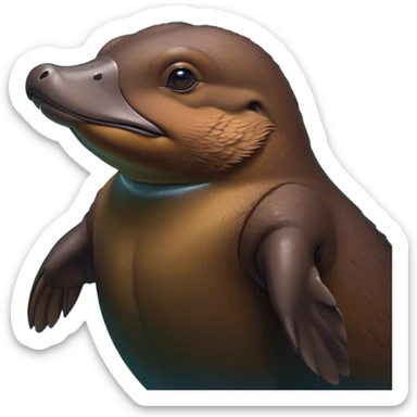 Cinematic Noble Platypus Portrait Emoji, Poised and regal, with a uniquely streamlined build and a sleek, well-groomed brown fur, a distinctive flat duckbill and broad, beaver-like tail, deep-set soulful eyes full of wonder, Simplified yet sharp and sophisticated features, highly detailed, glowing with a soft, dignified glow, high shine, intelligent and enigmatic, stylized with an air of aquatic curiosity, focused and attentive, soft glowing outline, capturing the essence of a watchful and confident oddity, so majestic it feels as though it could glide out of the screen with effortless authority! sticker