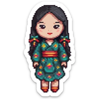 Asian woman doll sticker