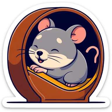 Jerry mouse snoring while sleeping in his cozy mouse hole sticker