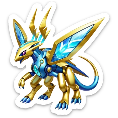 Shiny Futuristic Celestial Fakemon-Pokemon-Digimon-Spectrobes-fusion, full body sticker