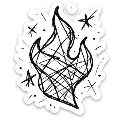 abstract flame shape, chaotic geometric outline style sticker