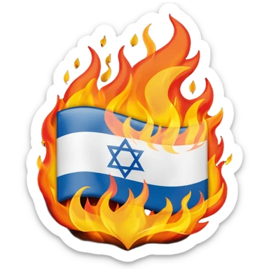 an israeli flag on fire sticker