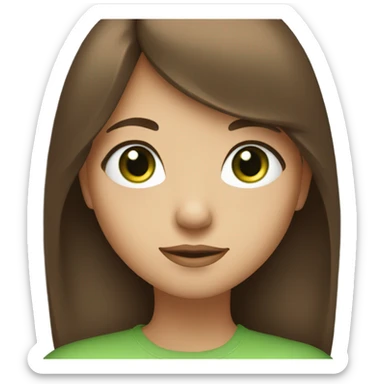 Woman Long brown hair with bangs and green Eyes - in a cute pose sticker