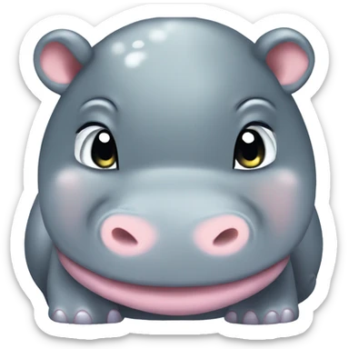 A very cute baby hippo in anime style sticker