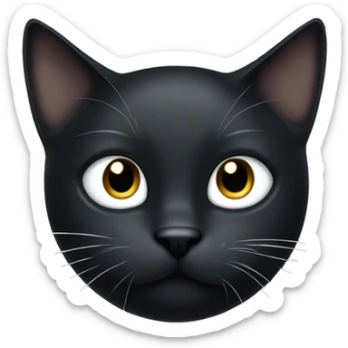 Black cat with white spot under chin, and a white spot on top of its head, and its right eye is missing  sticker