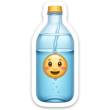 botella de vidrio de agua sin rostro sticker