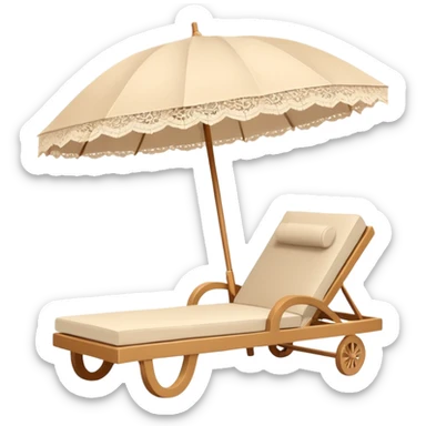 summer beige chaise lounge with beautiful beige lace umbrella sticker