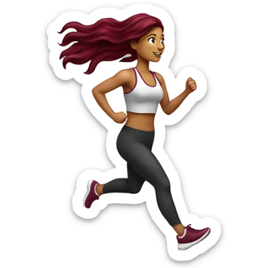 Beautiful tattooed  burgundy long haired woman jogging sticker