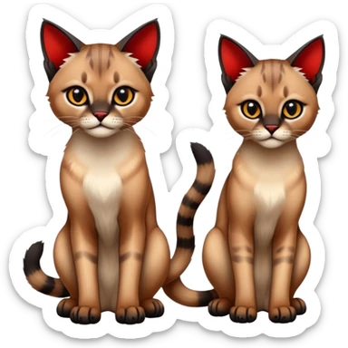 Gothic exotic Red and black and edgy and cute shiny Fantasy-Siamese-Bobcat-Caracal-Scottish-Fold-feline-Fakémon-feline-hybrid (full body) sticker