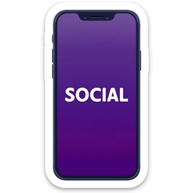 Full smart phone with the word "SOCIAL" on the screen, looking like the TikTok app on-screen layout sticker
