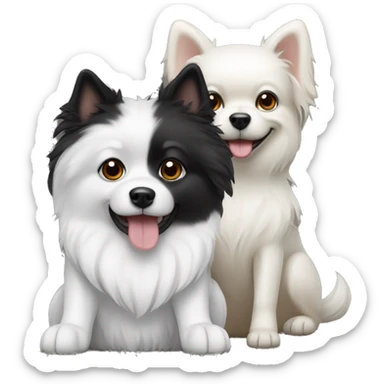 Two dogs one Black and one white Pomeranion dog  sticker