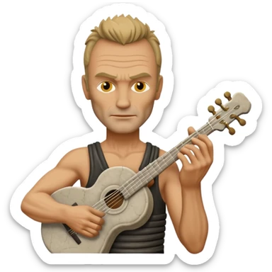 Cinematic realistic ultra HD - musician Sting as an antique stone sculpture sticker
